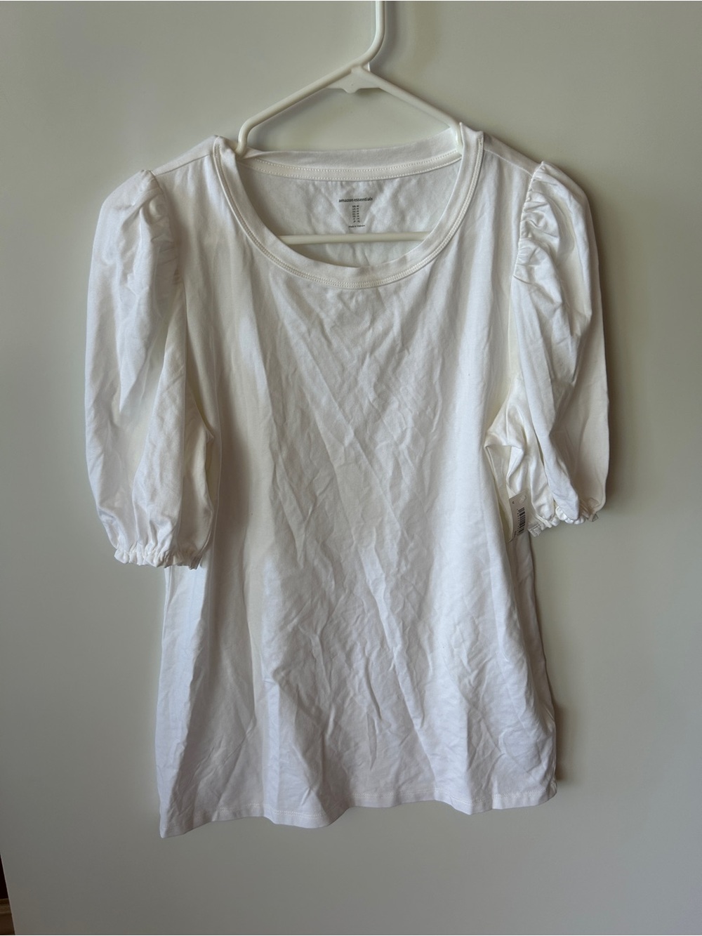 Amazon Essentials White Puff Sleeve Short-Sleeve Top